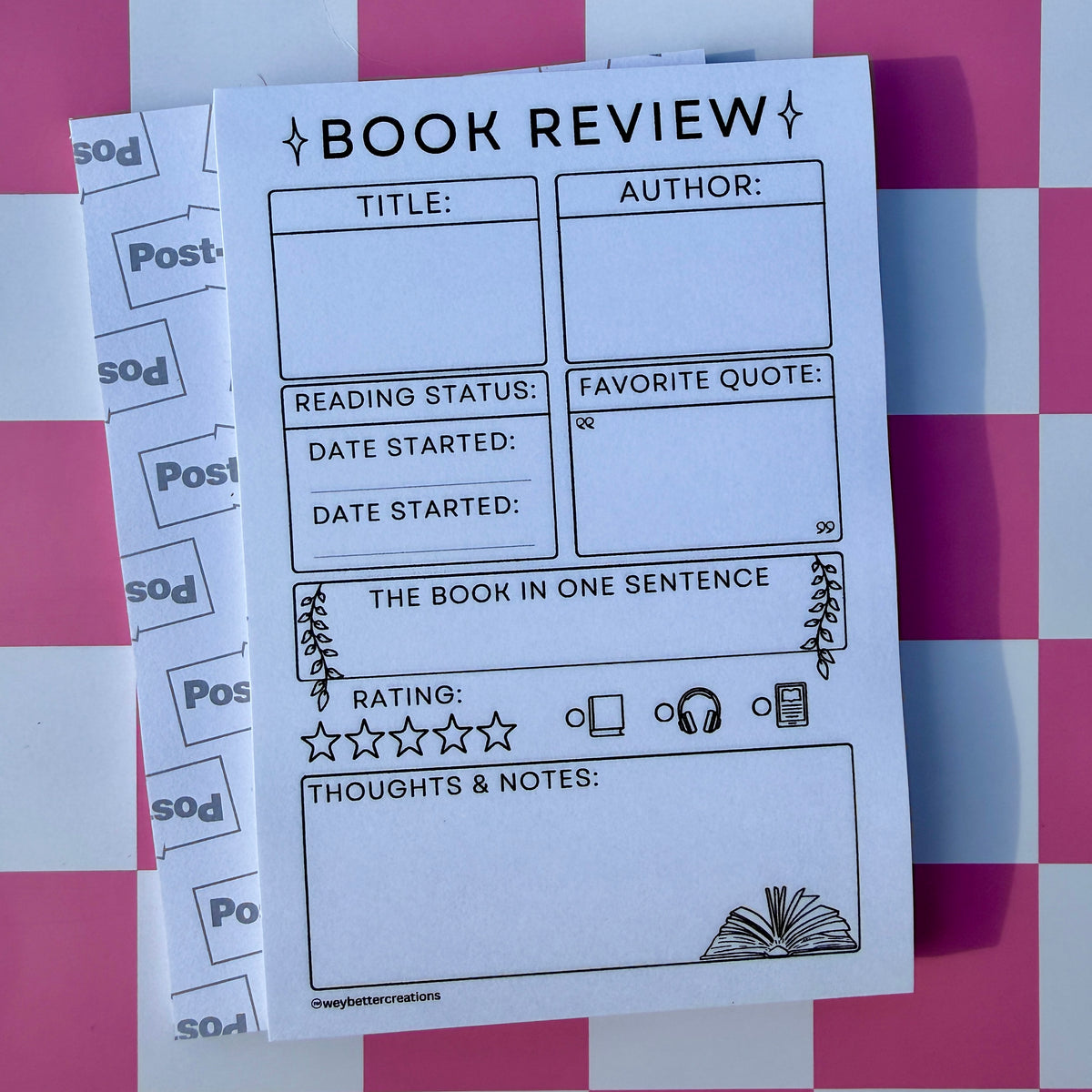 Simple Book Review Post-It Note
