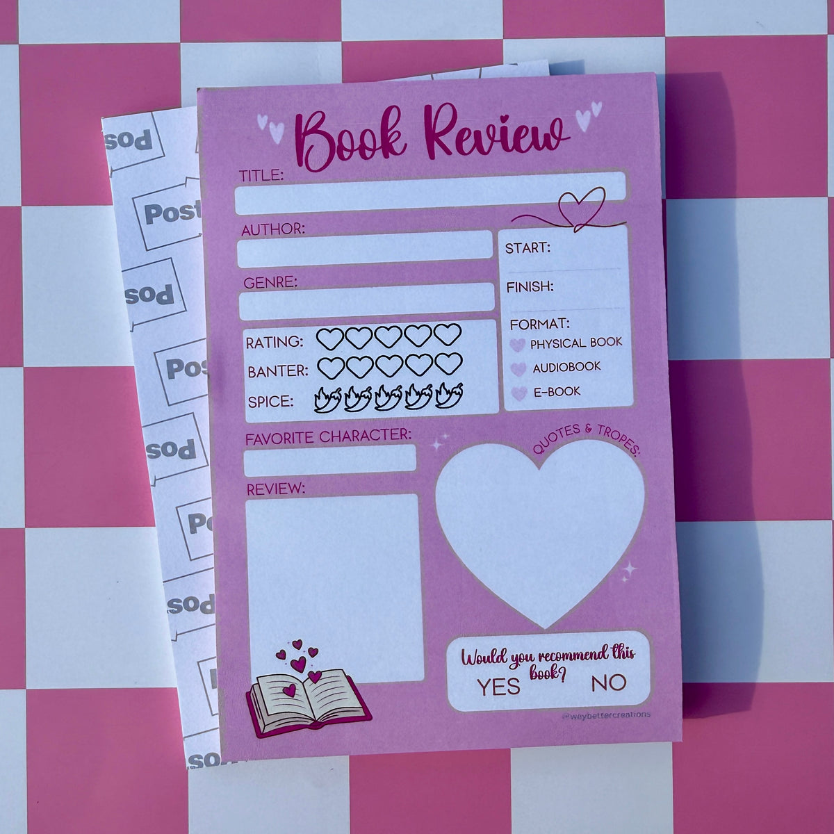 Romance Book Review Post-It Note