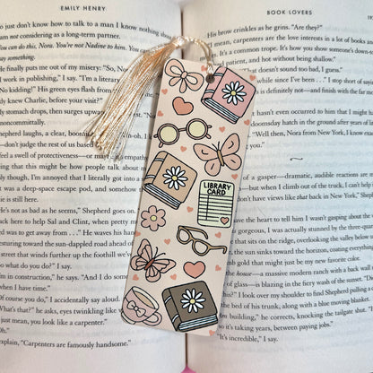 Pink Library Metal Bookmark