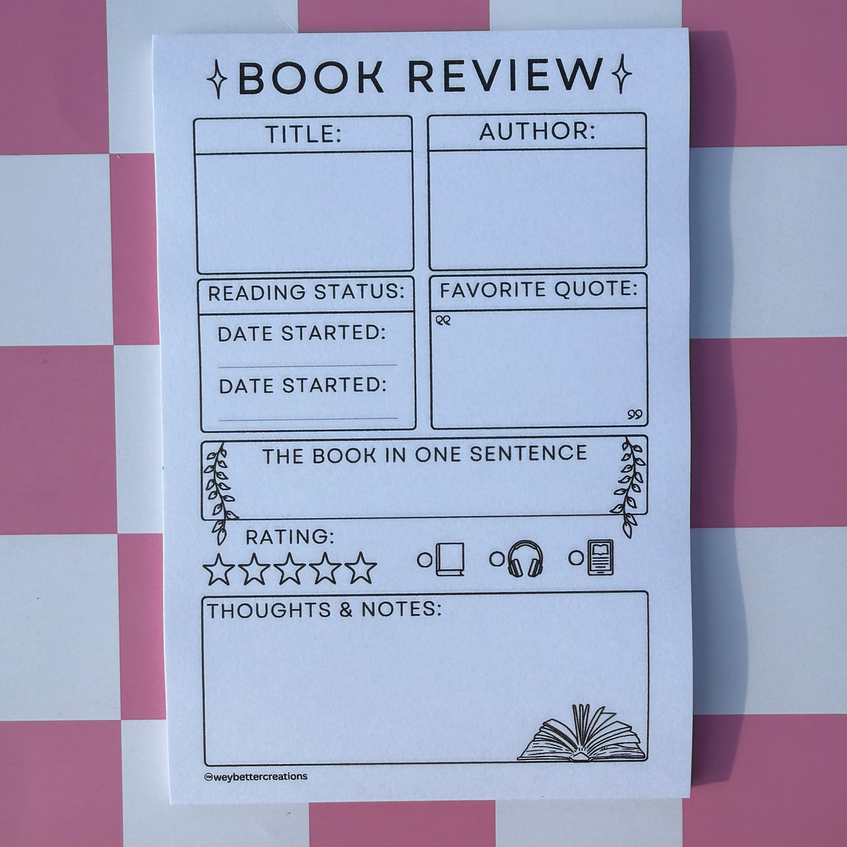Simple Book Review Post-It Note