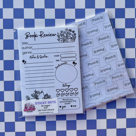 Floral Book Review Post-It Note