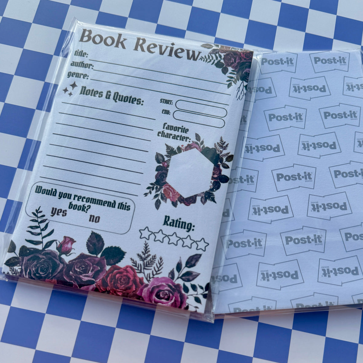 Gothic Floral Book Review Post-It Note