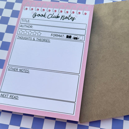 Book Club Notes Notepad